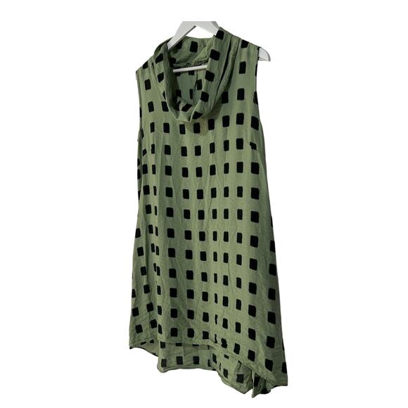 Cut Loose Womens Size Medium Cowl Neck A-Line Mini Dress Geo Print Green Black - Picture 9 of 11